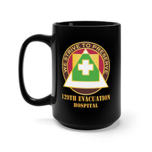 Load image into Gallery viewer, Black Mug 15oz - 129th Evacuation Hospital w Txt - DUI X 300
