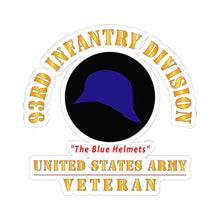 Load image into Gallery viewer, Kiss-Cut Stickers - Army - SSI - 93rd Infantry Division - The Blue Helmets - US Army Veteran X 300