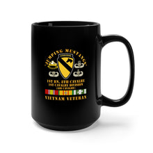 Load image into Gallery viewer, Black Mug 15oz - Army - Jumping Mustangs - 1st Bn 8th Cav 1st Cav - w VN SVC