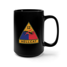 Load image into Gallery viewer, Black Mug 15oz - SSI - 12th Armored Division w Name Tape X 300