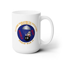 Load image into Gallery viewer, White Ceramic Mug 15oz - Army  - 511th PIR 11th Airborne Div - WWII
