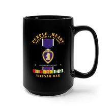 Load image into Gallery viewer, Black Mug 15oz - Purple Heart - WIA w VN SVC w Purple Heart Ribbon