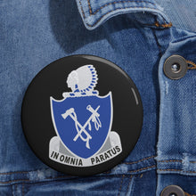 Load image into Gallery viewer, Custom Pin Buttons - DUI - 179th Infantry Regiment with Text - BW X 300 (Copy)