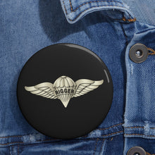 Load image into Gallery viewer, Custom Pin Buttons - Parachute Rigger Metal V1