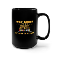 Load image into Gallery viewer, Black Mug 15oz - Just Cause - Fort Kobbe - CZ w Svc Ribbons - HAT X 300