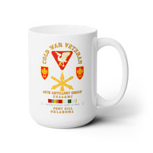 Load image into Gallery viewer, White Ceramic Mug 15oz - Army - Cold War Vet - 46th Artillery Group - Fort Sill, OK - Missile Branch w COLD SVC