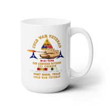 Load image into Gallery viewer, White Mug 15oz - Army - Cold War Vet - 2nd Armored Division - Ft Hood, TX - M1A1 Firing w COLD SVC