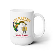 Load image into Gallery viewer, White Ceramic Mug 15oz - SOF - Ranger Tab - Ski Warfare - Ski Combat - Winter Warfare X 300