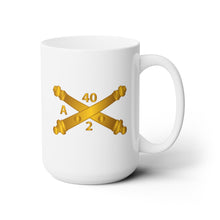 Load image into Gallery viewer, White Ceramic Mug 15oz - Army - Alpha Battery, 2nd Bn 40th Artillery Branch wo Txt