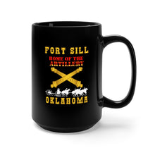 Load image into Gallery viewer, Black Mug 15oz - Army - Fort SIll, Home of Artillery w Cassion - Gold X 300