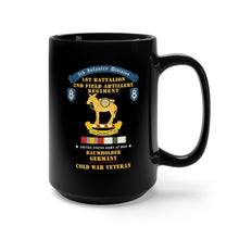 Load image into Gallery viewer, Black Mug 15oz - 8th Infantry Division Scroll - 1st Bn, 2nd Field Artillery Regiment - Baumholder Germany - Cold War Vet w COLD SVC X 300