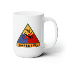 Load image into Gallery viewer, White Ceramic Mug 15oz - Army - 740thTank Battalion SSI - Daredevil w Name Tape