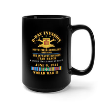 Load image into Gallery viewer, Black Mug 15oz - Army - 969th Field Artillery Battalion - ID - D Day w EUR SVC - WWII