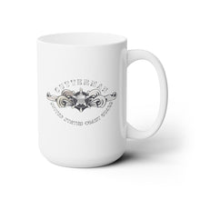 Load image into Gallery viewer, White Ceramic Mug 15oz - USCG - Cutterman Badge - Enlisted - Silver