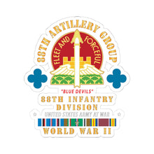 Load image into Gallery viewer, Kiss-Cut Stickers - 88th Artillery Group - DUI - 88th Infantry Division - Blue Devils - w WWII EUR SVC