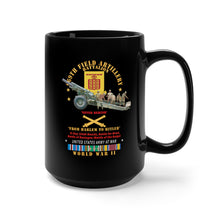 Load image into Gallery viewer, Black Mug 15oz - DUI - 969th Field Artillery Battalion - DUI w Br - From Harlem to Hitler - 155MM Gun - Crew - EUR SVC WWII X 300