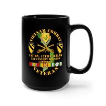 Load image into Gallery viewer, Black Mug 15oz - Army - Vietnam Combat Cavalry Veteran w 1st Bn - 12th Cav COA - 1st Cav Div X 300