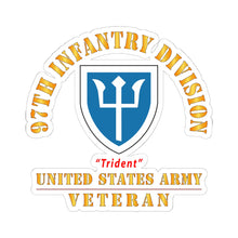 Load image into Gallery viewer, Kiss-Cut Stickers - Army - SSI - 97th Infantry Division - Trident - US Army Veteran X 300