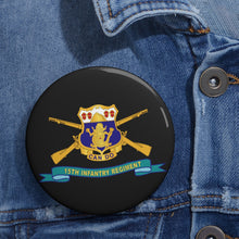 Load image into Gallery viewer, Custom Pin Buttons - 15th Infantry Regiment - DUI w Br - Ribbon X 300