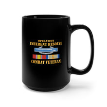 Load image into Gallery viewer, Black Mug 15oz - Army - Opn Inherent Resolve (OIR) SVC Bar w CIB - Combat Veteran X 300