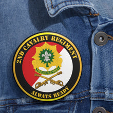 Load image into Gallery viewer, Custom Pin Buttons - 2nd Armored Cavalry Regiment DUI - Red White - Always Ready