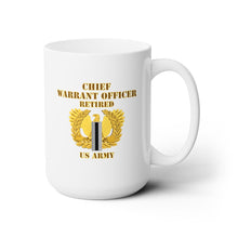Load image into Gallery viewer, White Ceramic Mug 15oz - Army - Emblem - Warrant Officer 5 - CW5 w Eagle - US Army - Retired - Flat X 300 - Hat