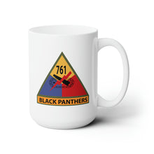 Load image into Gallery viewer, White Ceramic Mug 15oz - Army - 761st Tank Battalion SSI w Name Tape