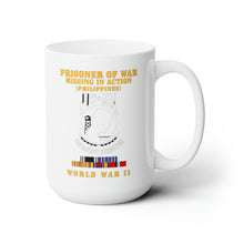 Load image into Gallery viewer, White Ceramic Mug 15oz - Army - POW - MIA - Phili WWII w PAC SVC - Hat