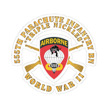 Load image into Gallery viewer, Kiss-Cut Stickers - Army - 555th Infantry Parachute Bn SSI - Triple Nickles - WWII w Br X 300