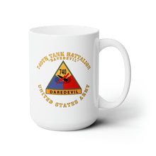 Load image into Gallery viewer, White Ceramic Mug 15oz - Army - 740th Tank Battalion SSI - Daredevil - US Army