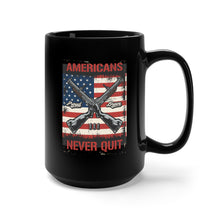 Load image into Gallery viewer, Black Mug 15oz - Army - Americans Never Quit X 300