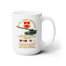 Load image into Gallery viewer, White Ceramic Mug 15oz - Army - 2nd Bn 28th Artillery - 175mm - Hindenburg Ansbach Germany w COLD SVC