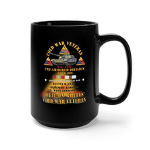 Load image into Gallery viewer, Black Mug 15oz - Cold War Vet - 2nd Armored Division - Lucius D. Clay Kaserne - Garlstedt, Germany - M1A1Tank - Green Camo w COLD SVC w Fire X 300