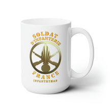 Load image into Gallery viewer, White Ceramic Mug 15oz - France - French Military Infantry Beret Cap Badge