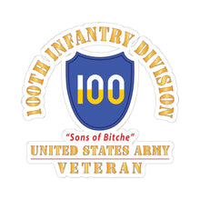 Load image into Gallery viewer, Kiss-Cut Stickers - Army - SSI - 100th Division - Sons of Bitche - US Army Veteran X 300