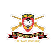 Load image into Gallery viewer, Kiss-Cut Stickers - Army - 555th Parachute Infantry Battalion - SSI - Black - Red Buffalo Soldiers w Br - Rib