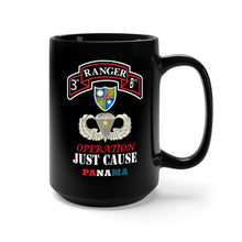 Load image into Gallery viewer, Black Mug 15oz - Army - 3rd Rgr Bn with DUI - Basic Airborne w Combat Jump Star w Opn Just Cause Txt X 300