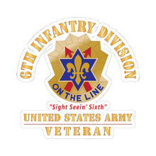 Load image into Gallery viewer, Kiss - Cut Stickers - Army - DUI - 6th Infantry Division - Sight Seein' Sixth - US Army Veteran X 300