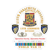 Load image into Gallery viewer, Kiss-Cut Stickers - Army - 515th Parachute Infantry Regiment - DUI - 13th Airborne Div w Parachute - EUR SVC WWII X 300