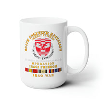 Load image into Gallery viewer, White Ceramic Mug 15oz - Army - 864th Eng Bn - Iraqi Freedom Veteran w IRAQ SVC