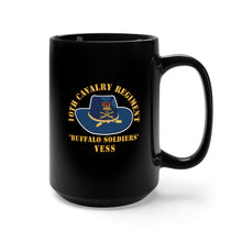 Load image into Gallery viewer, Black Mug 15oz - Army - 10th Cavalry Regiment w Cav Hat - Buffalo Soldiers