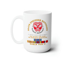 Load image into Gallery viewer, White Ceramic Mug 15oz - Army - 864th Engineer Battalion - WWII w PAC SVC
