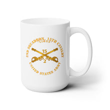 Load image into Gallery viewer, White Ceramic Mug 15oz - Army - 2nd Squadron, 15th Cavalry - Lions w Br