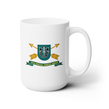 Load image into Gallery viewer, White Ceramic Mug 15oz - Army - 19th Special Forces Group - Flash w Br - Ribbon X 300