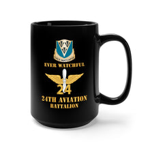Load image into Gallery viewer, Black Mug 15oz - Army - 24th Aviation Battalion - DUI - Ever Watchful w BR - 24 BN Number X 300