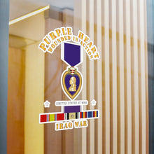 Load image into Gallery viewer, Kiss-Cut Vinyl Decals - Purple Heart - WIA w IRAQ SVC w Purple Heart Ribbon