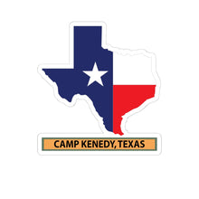 Load image into Gallery viewer, Kiss-Cut Stickers - Texas Map Overprint with Texas State Flag - Camp Kenedy, Texas X 300