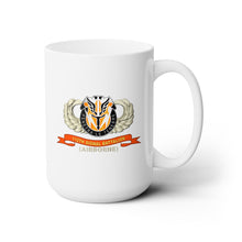 Load image into Gallery viewer, White Ceramic Mug 15oz - Army - 112th Signal Battalion w Airborne Badge - DUI - Ribbon X 300