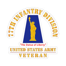 Load image into Gallery viewer, Kiss-Cut Stickers - Army - SSI - 77th Infantry Division - The Statue of Liberty - US Army Veteran X 300