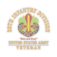 Load image into Gallery viewer, Kiss - Cut Stickers - Army - DUI - 29th Infantry Division - Blue and Gray - US Army Veteran X 300